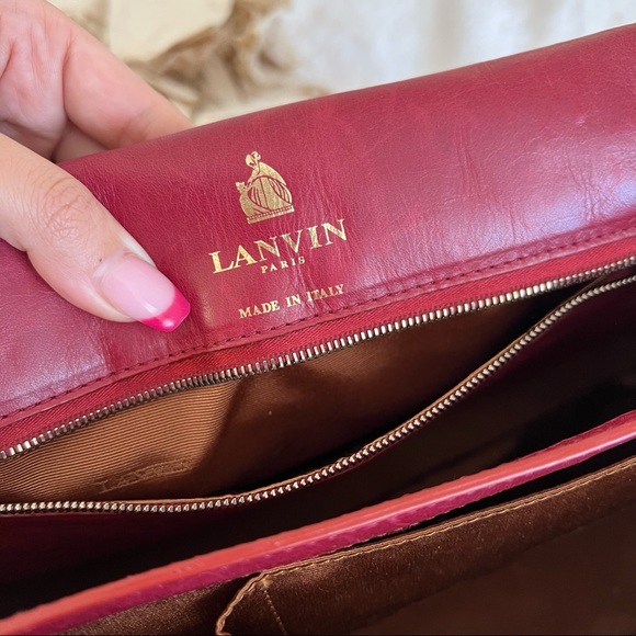 SOLD LANVIN HAPPY red quilted flap bag gold chain large - Picture 2 of 16